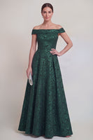 Laden Sie das Bild in den Galerie-Viewer, Rouge Jacquard Floral Off The Shoulder Eine Linie lange Mutter der Braut Kleid