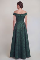 Laden Sie das Bild in den Galerie-Viewer, Rouge Jacquard Floral Off The Shoulder Eine Linie lange Mutter der Braut Kleid
