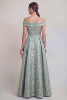 Laden Sie das Bild in den Galerie-Viewer, Rouge Jacquard Floral Off The Shoulder Eine Linie lange Mutter der Braut Kleid