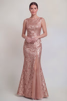 Laden Sie das Bild in den Galerie-Viewer, Dunkelgrünes Blumen Bootshals Meerjungfrauen Langes Mutter-der-Braut-Kleid mit Schlitz