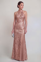 Laden Sie das Bild in den Galerie-Viewer, Salbeigrüner Blumenhalter Meerjungfrau Lange Mutter der Braut Kleid mit Schlitz