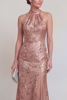 Laden Sie das Bild in den Galerie-Viewer, Salbeigrüner Blumenhalter Meerjungfrau Lange Mutter der Braut Kleid mit Schlitz