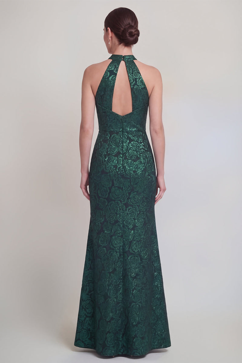 Laden Sie das Bild in den Galerie-Viewer, Salbeigrüner Blumenhalter Meerjungfrau Lange Mutter der Braut Kleid mit Schlitz