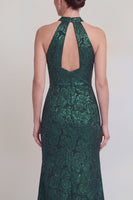 Laden Sie das Bild in den Galerie-Viewer, Salbeigrüner Blumenhalter Meerjungfrau Lange Mutter der Braut Kleid mit Schlitz