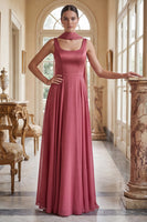 Laden Sie das Bild in den Galerie-Viewer, Wüstenrose Quadtrathals Langes Brautjungfernkleid mit Schal
