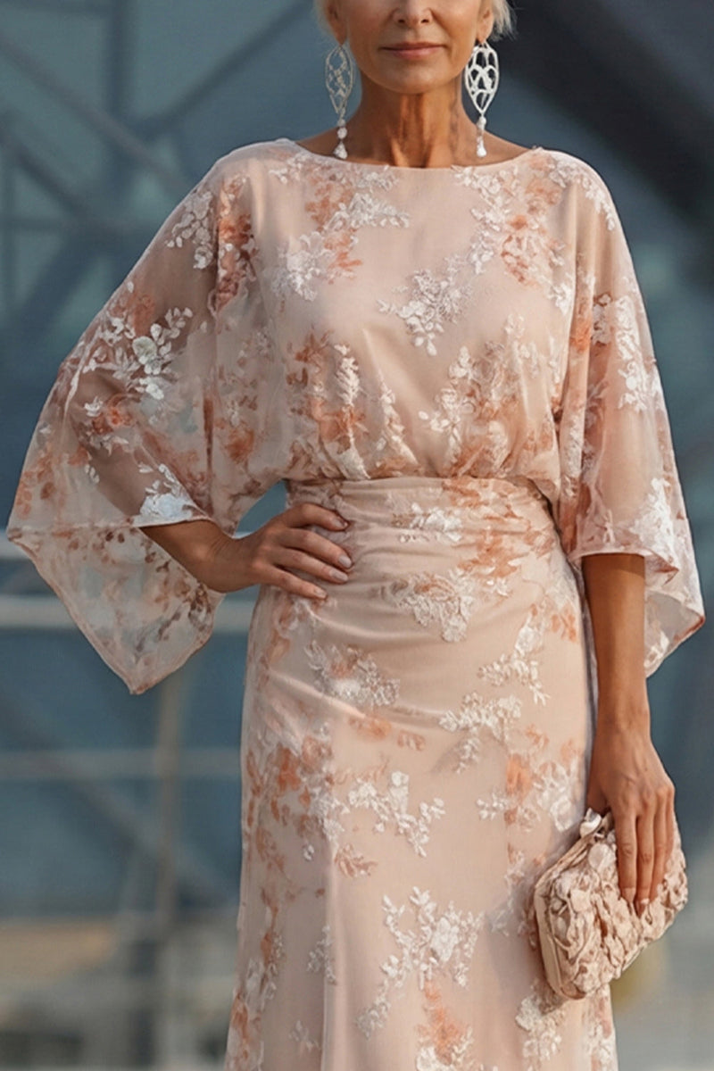 Laden Sie das Bild in den Galerie-Viewer, Champagner Bateau-Hals Scheide Langes Mutter der Braut Kleid
