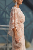 Laden Sie das Bild in den Galerie-Viewer, Champagner Bateau-Hals Scheide Langes Mutter der Braut Kleid