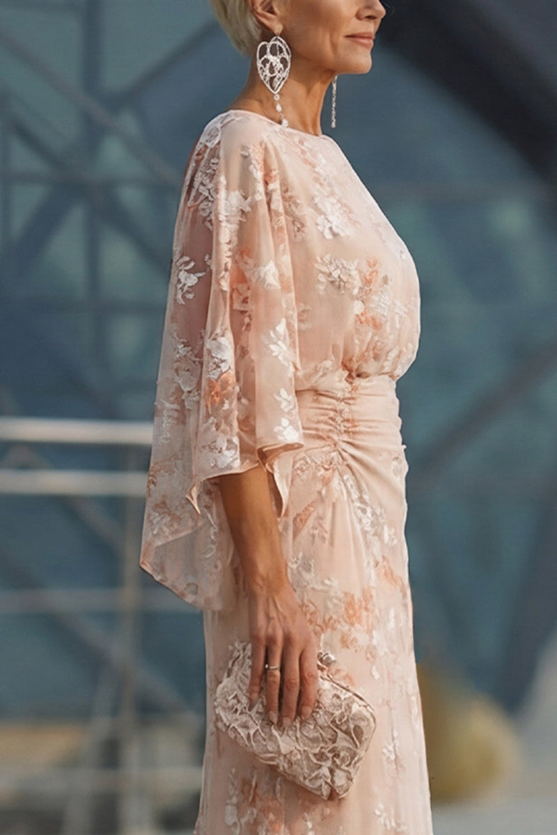 Laden Sie das Bild in den Galerie-Viewer, Champagner Bateau-Hals Scheide Langes Mutter der Braut Kleid