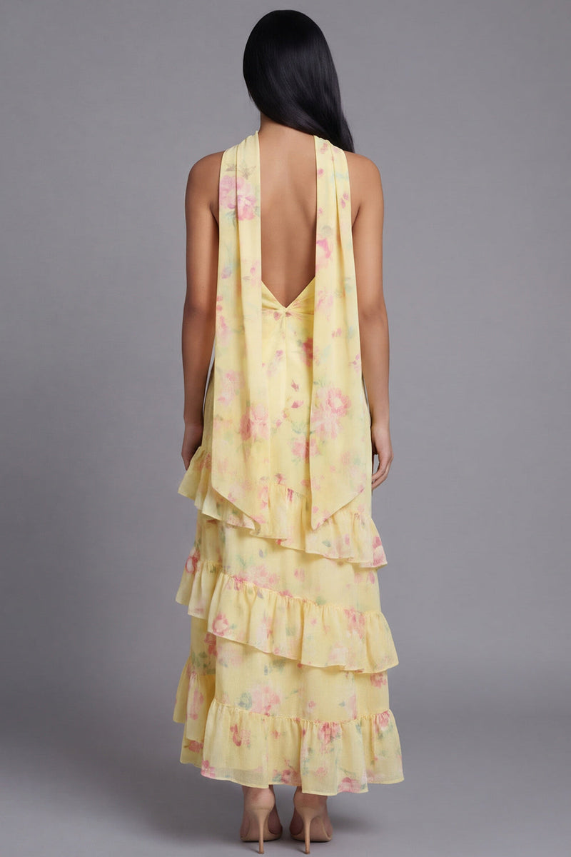 Laden Sie das Bild in den Galerie-Viewer, Chiffon-Weiße, rosa, blumige trägerlose Scheide mit Rüschen, langes Hochzeitskleid mit Halsschal
