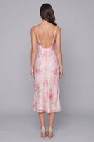 Laden Sie das Bild in den Galerie-Viewer, Glitzerndes Rosa Bodycon Spaghetti-Träger Pailletten Florales Midi-Kleid