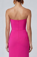 Laden Sie das Bild in den Galerie-Viewer, Fuchsia und Rotes Trägerloses Meerjungfrauen Gerafftes Langes Festkleid