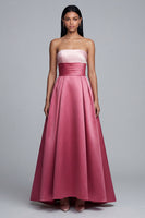 Laden Sie das Bild in den Galerie-Viewer, Trägerloses A-Linie Rosa Langes Festkleid