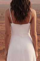 Laden Sie das Bild in den Galerie-Viewer, Spaghetti-Träger Scheide Elfenbein Maxi Strand Hochzeitskleid
