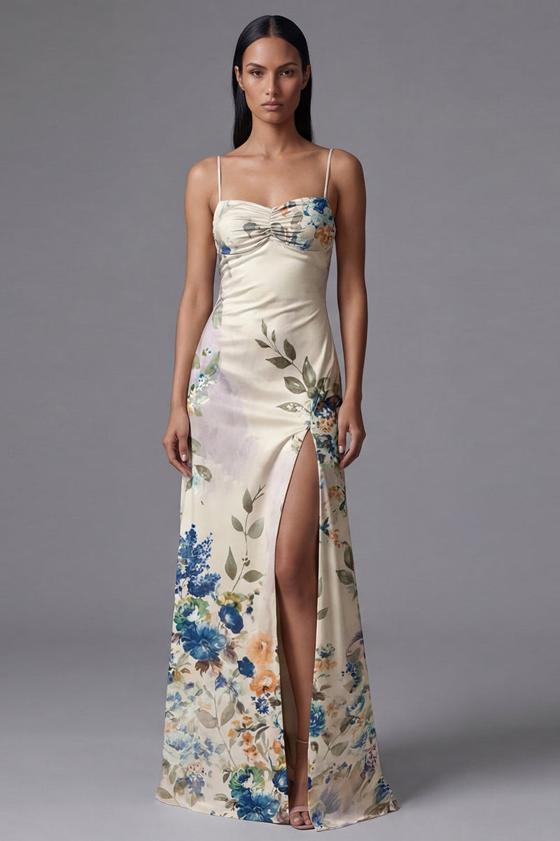Laden Sie das Bild in den Galerie-Viewer, Spaghettiträger Schwarzes A-Linie Muster Blumenkleid