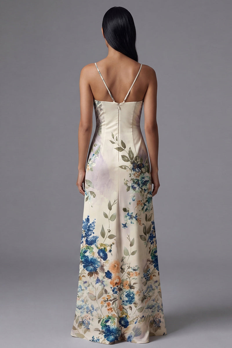 Laden Sie das Bild in den Galerie-Viewer, Spaghettiträger Schwarzes A-Linie Muster Blumenkleid