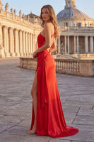 Laden Sie das Bild in den Galerie-Viewer, Pinkes Meerjungfrauen-Einschulter-Raffen-Langballkleid mit Schlitz