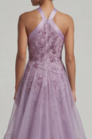 Laden Sie das Bild in den Galerie-Viewer, Neckholder-Pailletten-Meerjungfrauenlila Mutter-der-Braut-Kleid