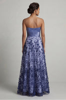Laden Sie das Bild in den Galerie-Viewer, Trägerloses A-Linie marineblaues Blumenkleid Mutter der Braut