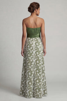 Trägerloses A-Line grünes Blumenkleid Mutter der Braut