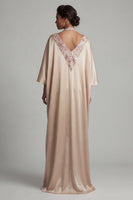 Laden Sie das Bild in den Galerie-Viewer, Satin-Champagner-Neckholder-Hülle Pailletten Mutter-der-Braut-Kleid mit Schlitz