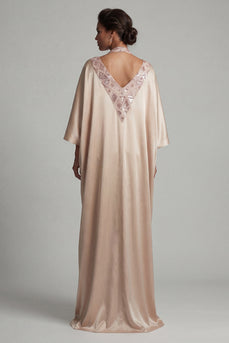 Satin-Champagner-Neckholder-Hülle Pailletten Mutter-der-Braut-Kleid mit Schlitz
