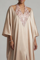 Laden Sie das Bild in den Galerie-Viewer, Satin-Champagner-Neckholder-Hülle Pailletten Mutter-der-Braut-Kleid mit Schlitz