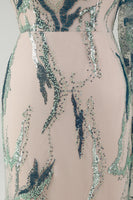 Laden Sie das Bild in den Galerie-Viewer, Glitzerndes einschulteriges hellblaues Meerjungfrauenkleid Mutter der Braut mit Seitenumhang
