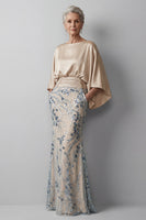 Laden Sie das Bild in den Galerie-Viewer, Champagner-Pailletten-Langarm-Meerjungfrauenkleid Mutter der Braut