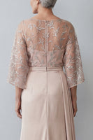 Laden Sie das Bild in den Galerie-Viewer, Blush 3/4 Ärmel appliquierte Meerjungfrau Mutter der Braut Kleid