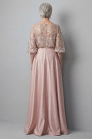 Laden Sie das Bild in den Galerie-Viewer, Blush 3/4 Ärmel appliquiert A-Linie Brautmutterkleid