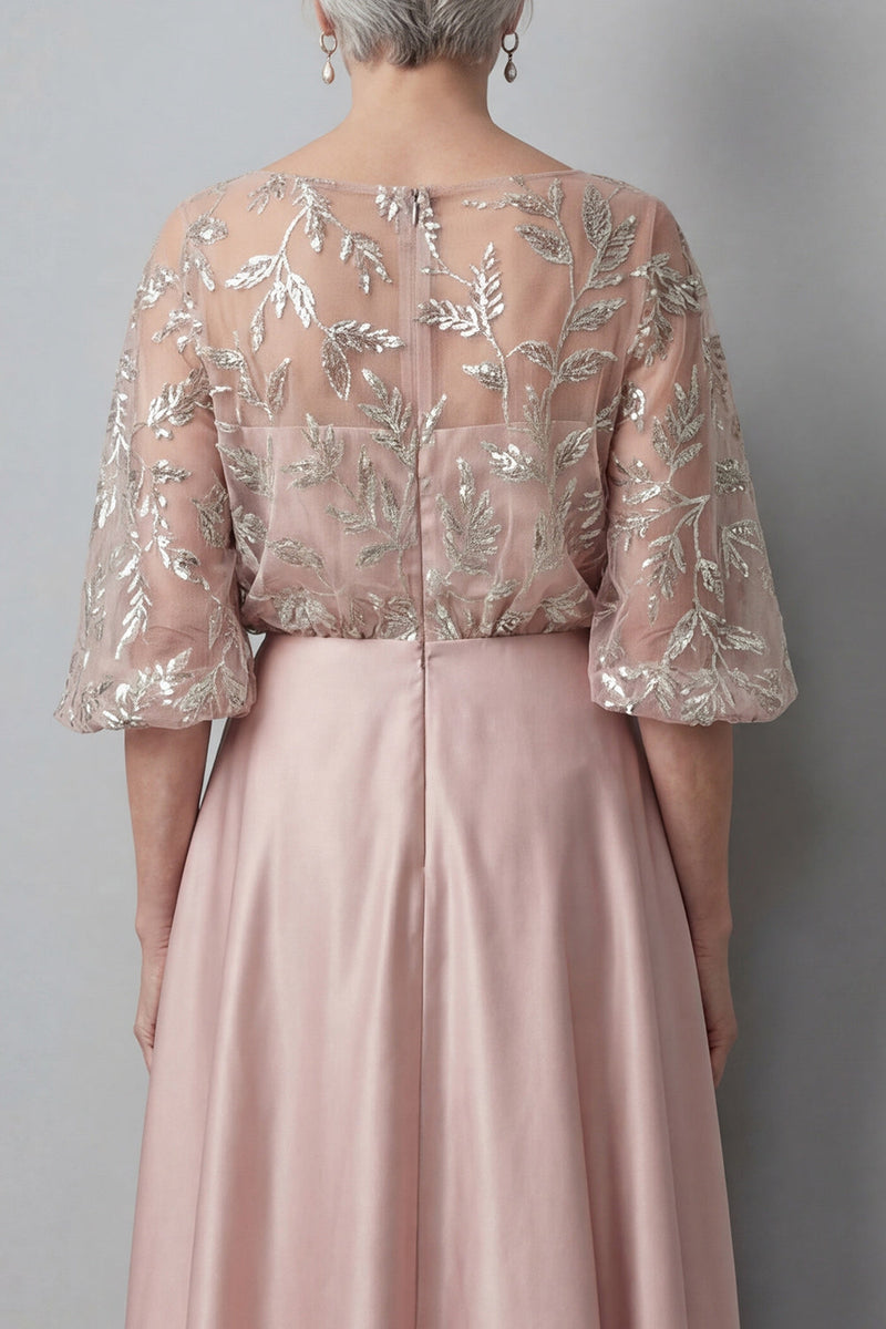 Laden Sie das Bild in den Galerie-Viewer, Blush 3/4 Ärmel appliquiert A-Linie Brautmutterkleid