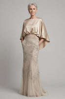 Laden Sie das Bild in den Galerie-Viewer, Champagner-Meerjungfrau-Pailletten-Mutter-Braut-Kleid mit Taschen