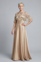 Laden Sie das Bild in den Galerie-Viewer, Champagner-Halbärmel-Pailletten A-Linie Mutter-der-Braut-Kleid