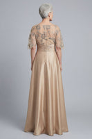 Laden Sie das Bild in den Galerie-Viewer, Champagner-Halbärmel-Pailletten A-Linie Mutter-der-Braut-Kleid