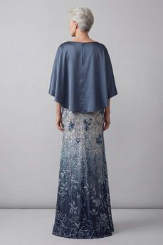 Glitzernde Meerjungfrau Langes florale marineblaue Pailletten Mutter der Braut Kleid