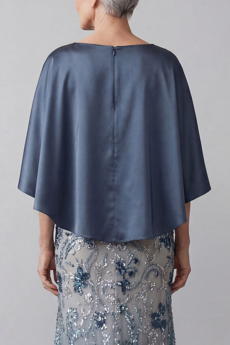 Laden Sie das Bild in den Galerie-Viewer, Glitzernde Meerjungfrau Langes florale marineblaue Pailletten Mutter der Braut Kleid