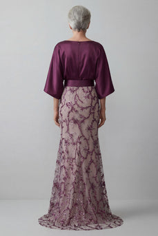 Glitzernde Meerjungfrau dunkelviolette Pailletten Langes Mutter der Braut Kleid