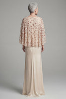 Laden Sie das Bild in den Galerie-Viewer, Meerjungfrauen-Elfenbeinperlen, funkelndes langes Mutter-der-Braut-Kleid