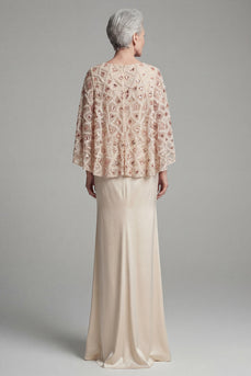 Meerjungfrauen-Elfenbeinperlen, funkelndes langes Mutter-der-Braut-Kleid