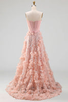 Laden Sie das Bild in den Galerie-Viewer, Rouge-A-Linie trägerloses Korsett, Pailletten Basque-Taille geblümtes langes Abschlussballkleid mit Schlitz