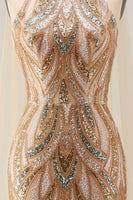 Laden Sie das Bild in den Galerie-Viewer, Glitzerndes Champagner-Halter-Meerjungfrauen-Pailletten Langes Abendkleid