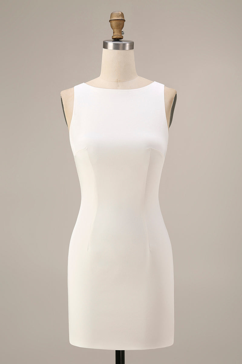 Laden Sie das Bild in den Galerie-Viewer, Bateau Hals Satin Bodycon Standesamt Kleid