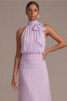 Laden Sie das Bild in den Galerie-Viewer, Dusty Rose Floral A-Linie langes Hochzeitskleid mit Schleife