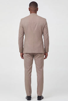 Beige zweiteilige Herrenanzüge mit doppelt reihigen Herren