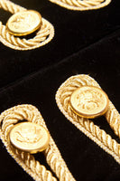 Laden Sie das Bild in den Galerie-Viewer, Schwarzer Hochkragenkragen, einreihige goldene Kordel, geflochtene Militärjacke
