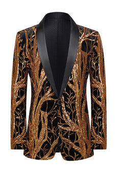 Goldener Schal mit einem Knopf und Pailletten-Herrenblazer