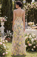 Laden Sie das Bild in den Galerie-Viewer, Meerjungfrauen-Tüll-Champagnerbesticktes langes Blumenkleid mit Schlitz