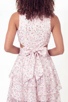 Laden Sie das Bild in den Galerie-Viewer, Glitzerndes weißes pinkes A-Linien-Pailletten-Mini-Abschlusskleid mit Schleife