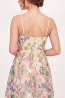 Laden Sie das Bild in den Galerie-Viewer, Tüll-Floral-besticktes gelbes Mini-Abschlusskleid