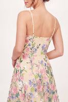 Laden Sie das Bild in den Galerie-Viewer, Tüll-Floral-A-Linie besticktes gelbes Mini-Homecoming-Kleid